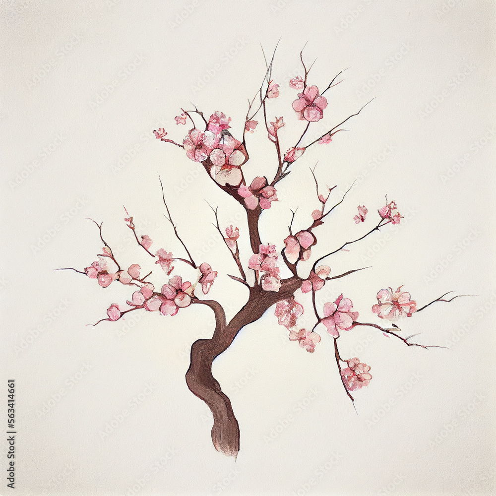 Isolated cherry blossom tree, sakura. AI generative.