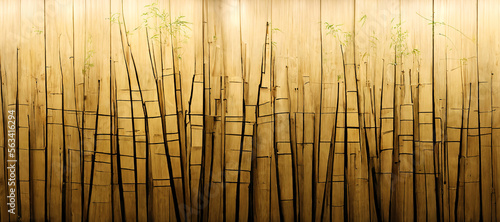 bamboo wood pattern texture wall background with Generative AI technology photo