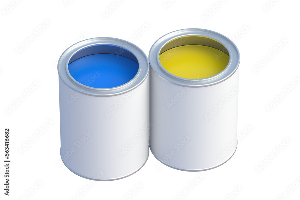 Open paint cans isolated on white background. 3d render Open paint cans isolated on white background. 3d render