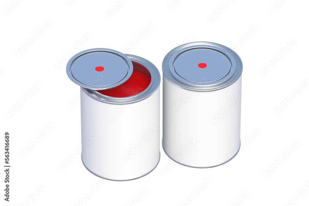 Open paint cans isolated on white background. 3d render Open paint cans isolated on white background. 3d render
