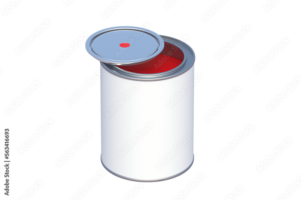 Open paint can isolated on white background. 3d render Open paint can isolated on white background. 3d render
