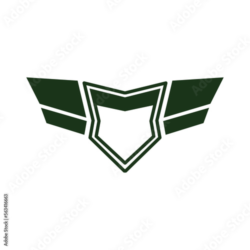 shield emblem with green wings
