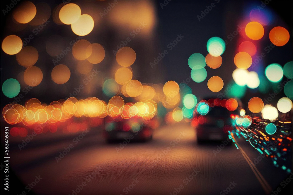 Abstract blur lights city background, Generative AI