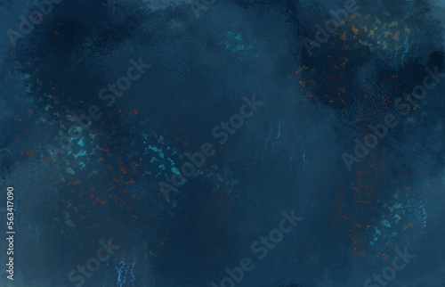 A digital illustration of an abstract background dark blues and some touches of rust.