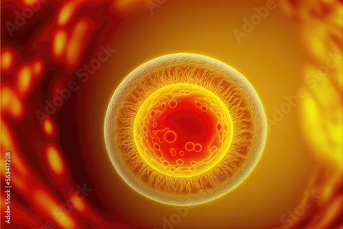 Generative AI  fertilization of a ovum seen from the microscope, the miracle of life photo