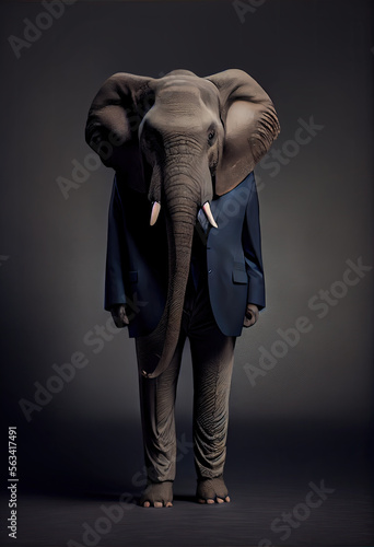 Elegant elephant in suit