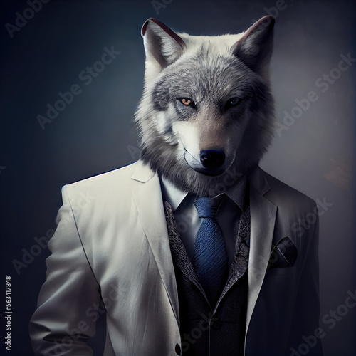 Elegant wolf in suit