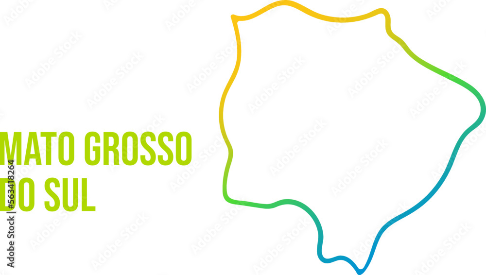 Mato Grosso do Sul state colored map
