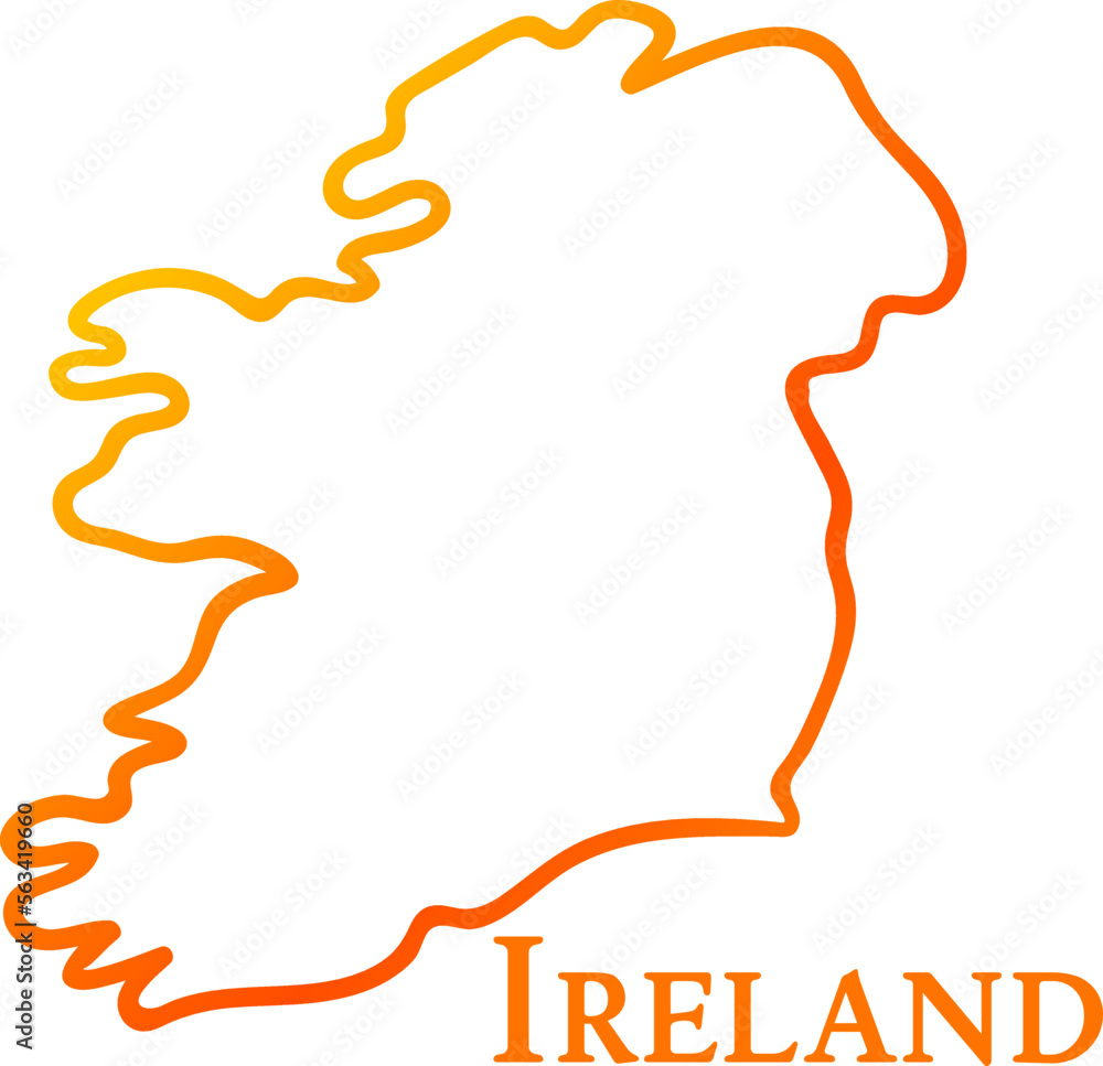 Orange gradient Ireland map