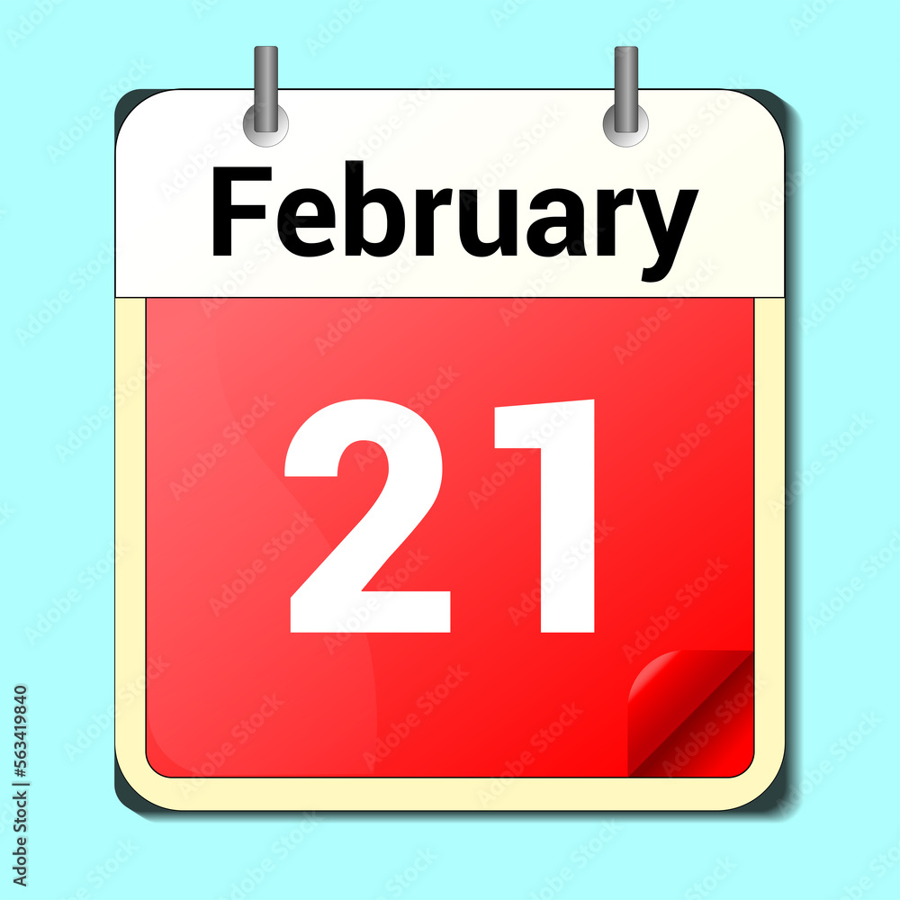 day on the calendar, vector image format, February 21 day on the calendar, vector image format, February 21