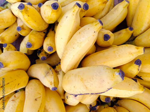 Yellow bananas close up. Selective focus.