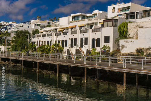 Harbour front buildings in Puerto del Carmen, Lanzarote.