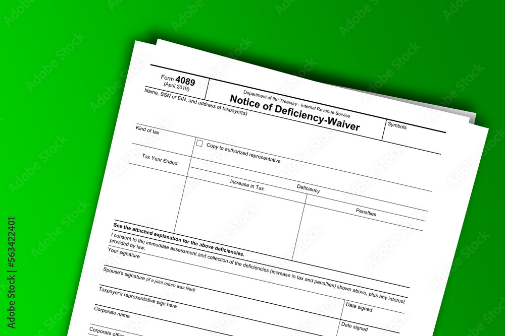 Form 4089 documentation published IRS USA 04.17.2019. American tax document on colored Form 4089 documentation published IRS USA 04.17.2019. American tax document on colored