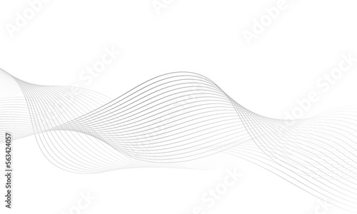 Abstract platinum gradient wave element for design. Digital frequency track equalizer. Stylized line art background. Vector illustration. Wave with lines created using blend tool. Curved wavy line. photo