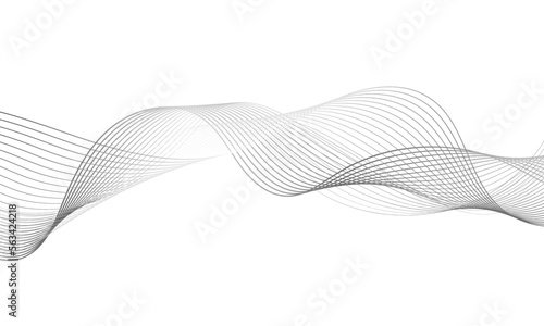 Abstract platinum gradient wave element for design. Digital frequency track equalizer. Stylized line art background. Vector illustration. Wave with lines created using blend tool. Curved wavy line.