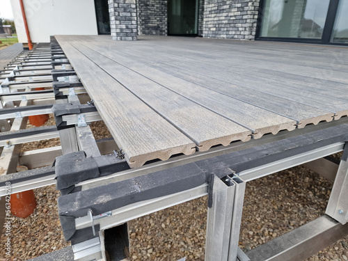 WPC terrace during construction and installation