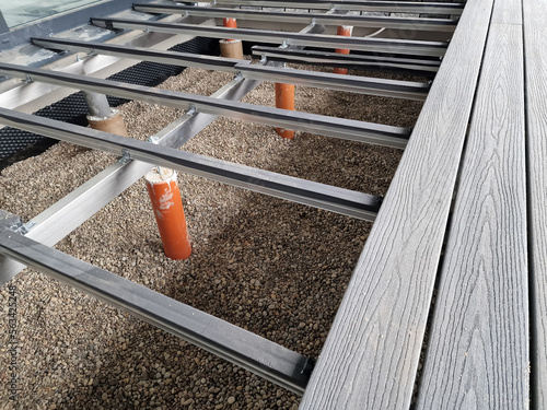 WPC terrace during construction and installation