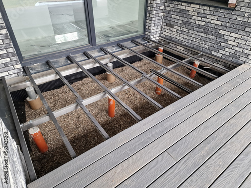 WPC terrace during construction and installation