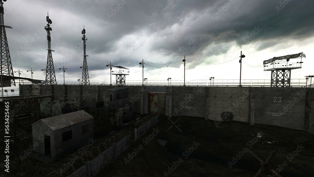 3d-illustration of a dystopian post-apocaliptic zombie wall 3d-illustration of a dystopian post-apocaliptic zombie wall
