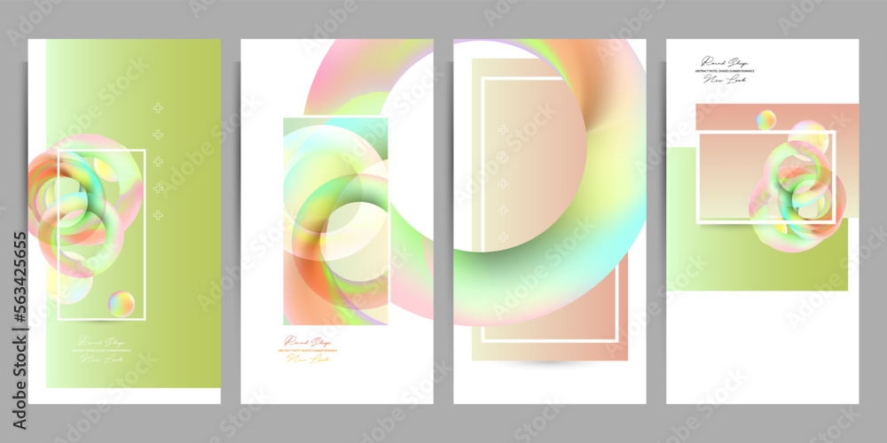 Set geometric round shapes overlay foil colors fluid shapes eps 10. Flowing and liquid abstract gradient backgrounds vector design