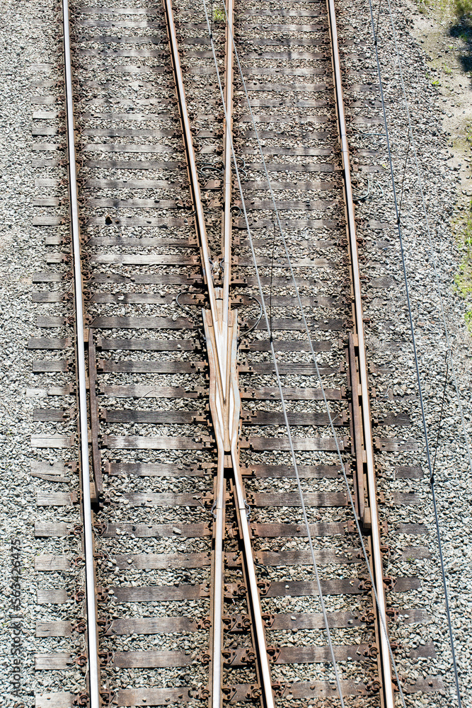 Fototapeta premium Old railroad tracks viewed from above. Brazil