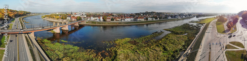 Aerial panorama of autumn Kaunas town