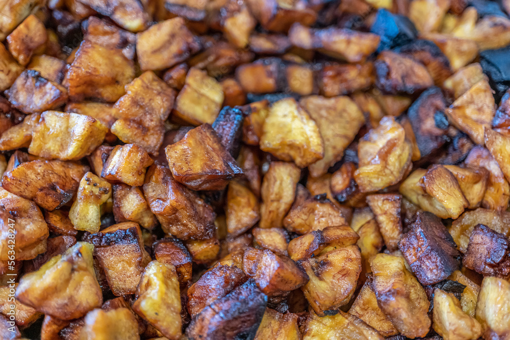 Chopped and diced nigerian deep fried plantain Chopped and diced nigerian deep fried plantain