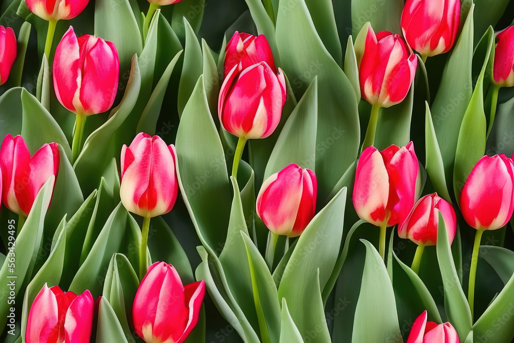Obraz premium Colorful Dutch Tulips Seamless Background