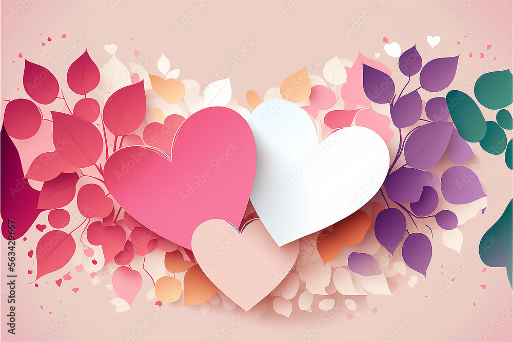 Background hearts Valentine's day created with generated IA technology