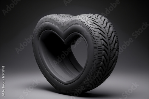 car tire in the shape of a heart made by generative ai © Artificial Dream
