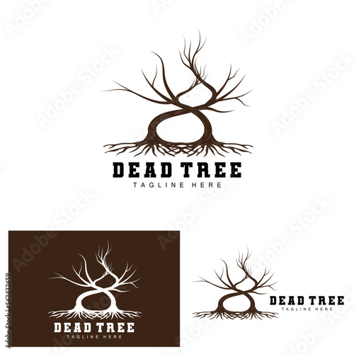 Tree Logo Design, Dead Tree Illustration, Wild Tree Cutting, Global Warming Vector, Earth Drought, Product Brand Icons