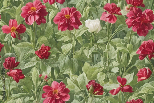 1900s Vintage Flowers Seamless Background