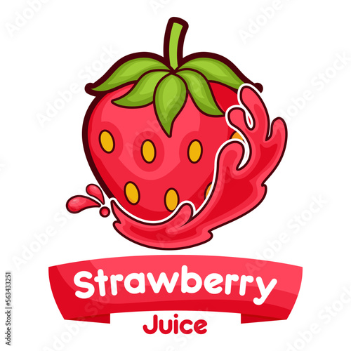 Strawberry juice logo. Fresh drink design. Your slogan here