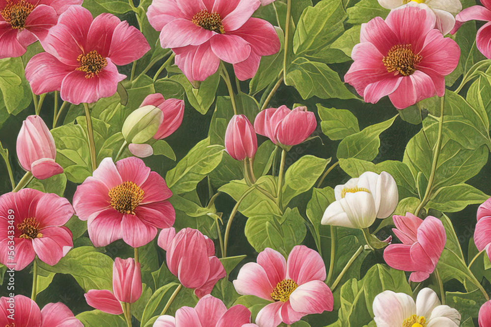 1900s Vintage Flowers Seamless Background