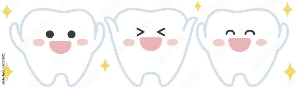 かわいい三兄弟の歯のイラスト かわいい三兄弟の歯のイラスト