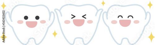 かわいい三兄弟の歯のイラスト
