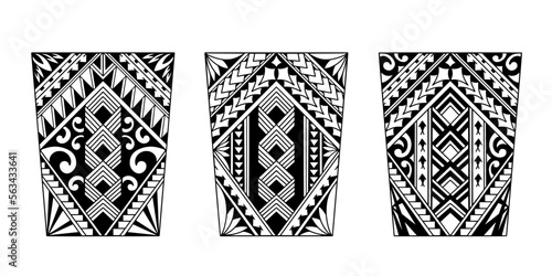 Wrap around arm polynesian tattoo set design. Pattern aboriginal samoan. illustration EPS10