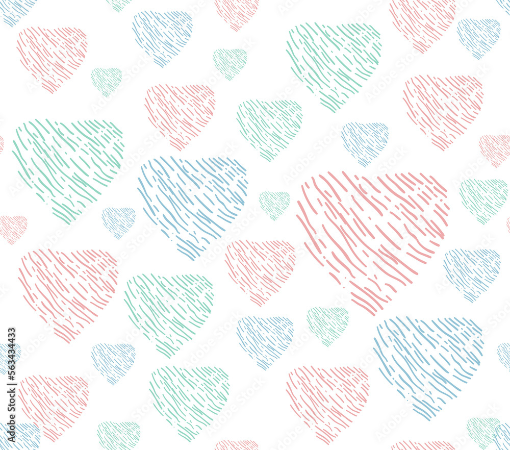 Line art of heart seamless pattern Line art of heart seamless pattern