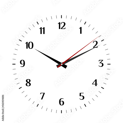 Strict office clock face. Flat vector illustration isolated on white