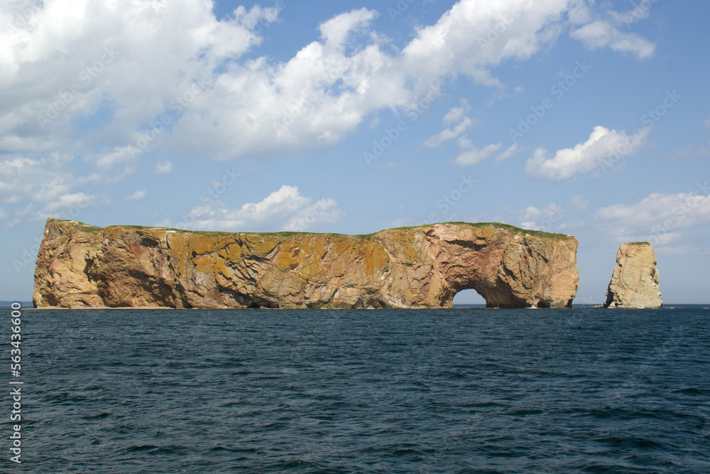 Roché Percé, a natural hole in a huge rock in the ocean