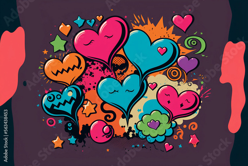 Graffiti hearts spray paint tag wall
