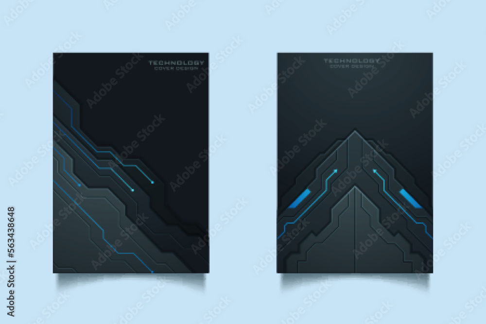 Naklejka premium Vector template for brochure or cover with hi-tech elements background
