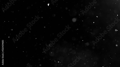 Winter real snowfall effect Snow storm isolated black background in 4K to be used for composing motion graphics background overlay animation 4K drag and drop editing software supporting blending mode