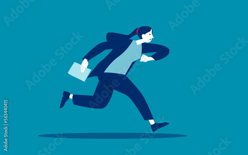 Busy office worker running fast. Hurrying on urgent business