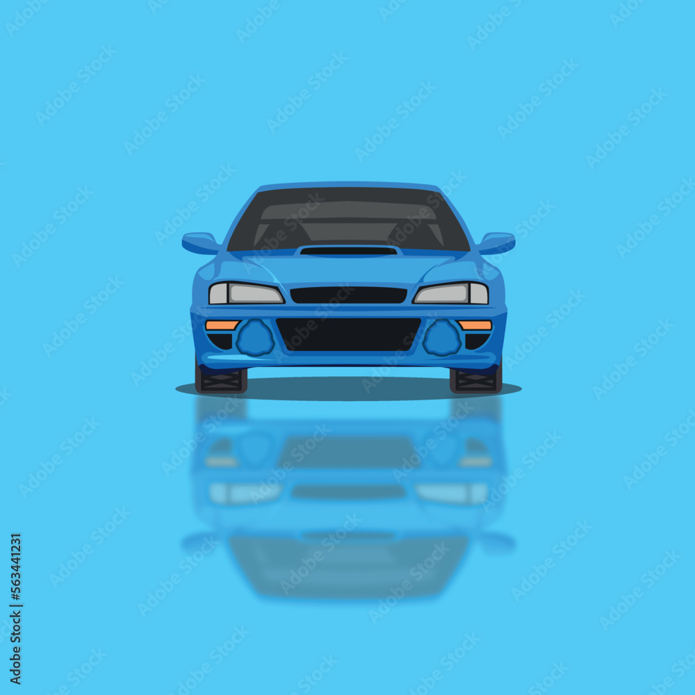 Sportive car vector Ilustration flat solid front view
