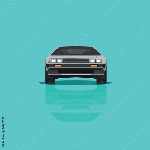 Sportive car vector Ilustration flat solid front view