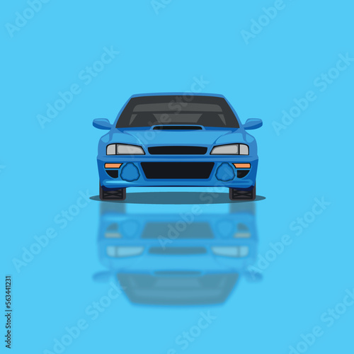 Sportive car vector Ilustration flat solid front view photo