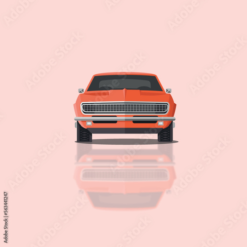 Sportive car vector Ilustration flat solid front view photo