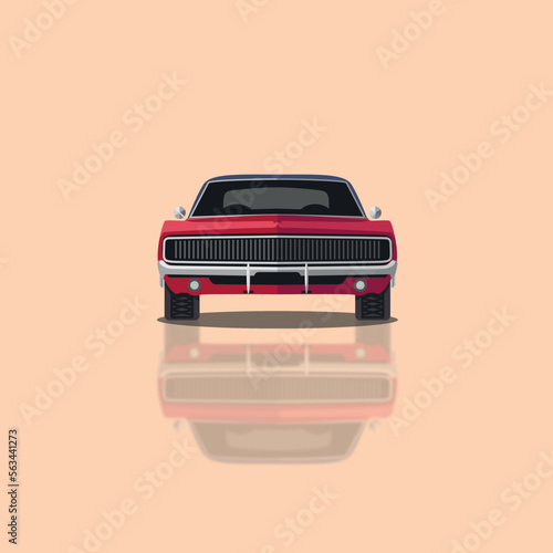 Sportive car vector Ilustration flat solid front view