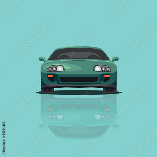 Sportive car vector Ilustration flat solid front view